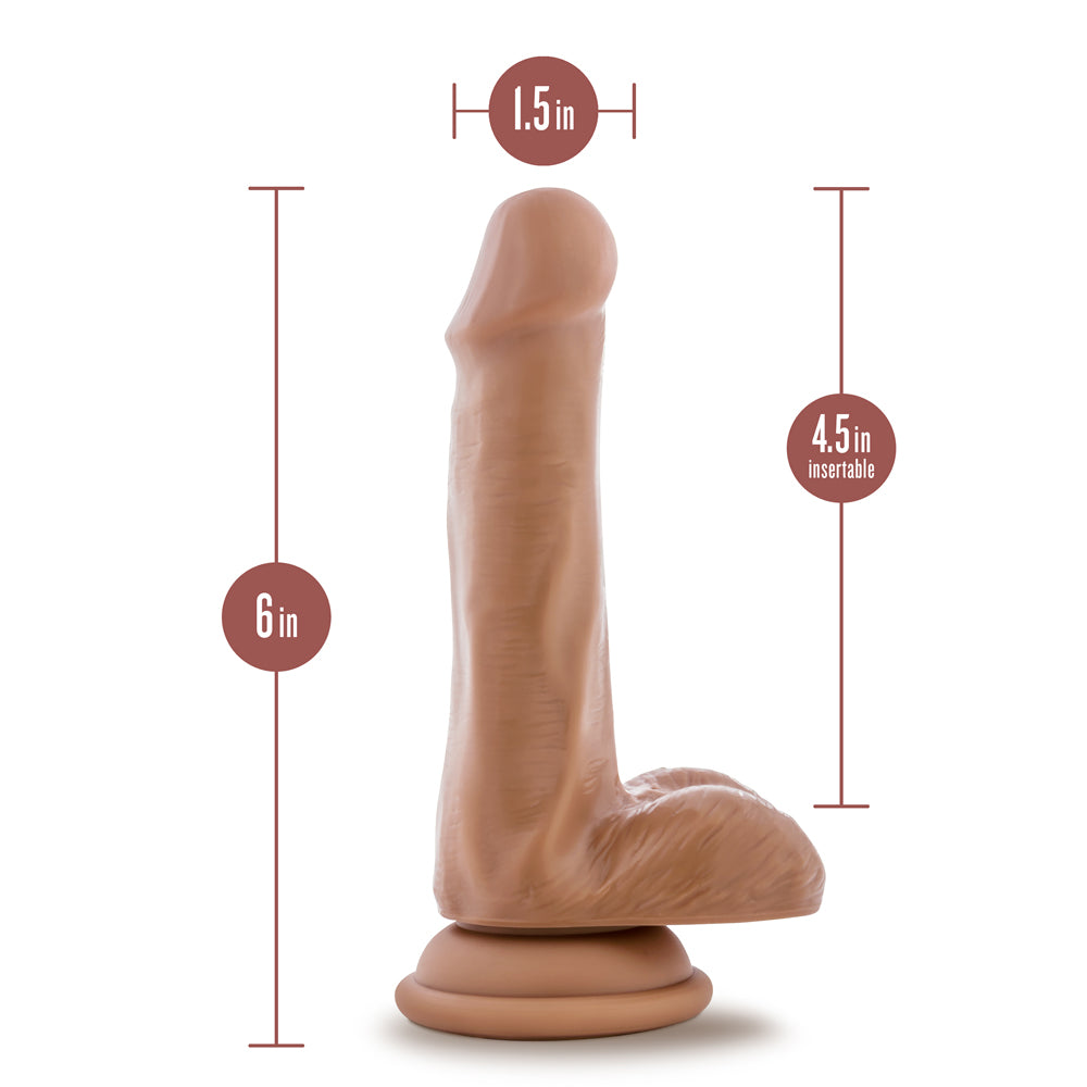 BLUSH - DR. SKIN PLUS REALISTIC 6 IN. TRIPLE DENSITY POSABLE DILDO WITH BALLS TAN