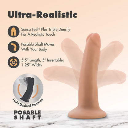 BLUSH - DR. SKIN PLUS REALISTIC 5 IN. TRIPLE DENSITY POSABLE DILDO BEIGE