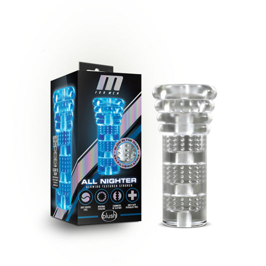 BLUSH - M FOR MEN ALL NIGHTER GLOW IN THE DARK TEXTURED STROKER CLEAR