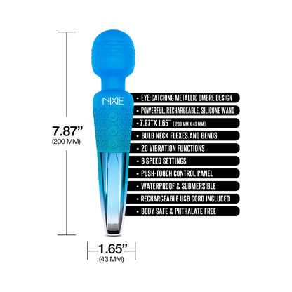 GLOBAL NOVELTIES - NIXIE RECHARGEABLE WAND MASSAGER OMBRE METALLIC