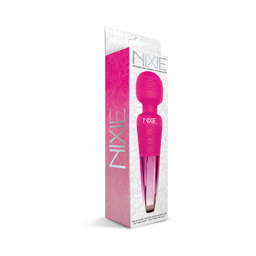 GLOBAL NOVELTIES - NIXIE RECHARGEABLE WAND MASSAGER OMBRE METALLIC