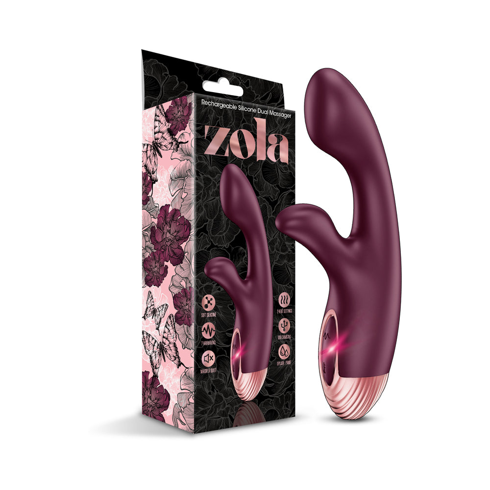 GLOBAL NOVELTIES - ZOLA RECHARGEABLE SILICONE WARMING DUAL MASSAGER