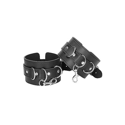 SHOTS - OUCH! BLACK & WHITE BONDED LEATHER HOGTIE WITH HAND & ANKLE CUFFS BLACK