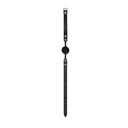 SHOTS - OUCH! BLACK & WHITE SILICONE BALL GAG WITH ADJUSTABLE BONDED LEATHER STRAPS BLACK