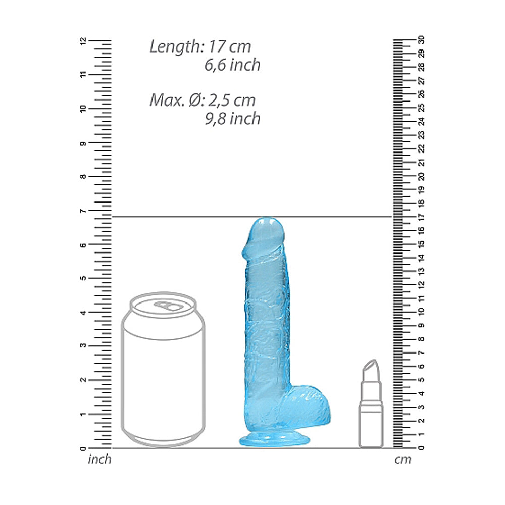 SHOTS - REALROCK CRYSTAL DILDO REALISTA DE 6 POLEGADAS COM BOLAS E
