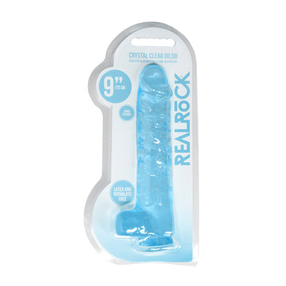 SHOTS - REALROCK CRYSTAL REALISTIC 9 IN. DILDO WITH BALLS AND