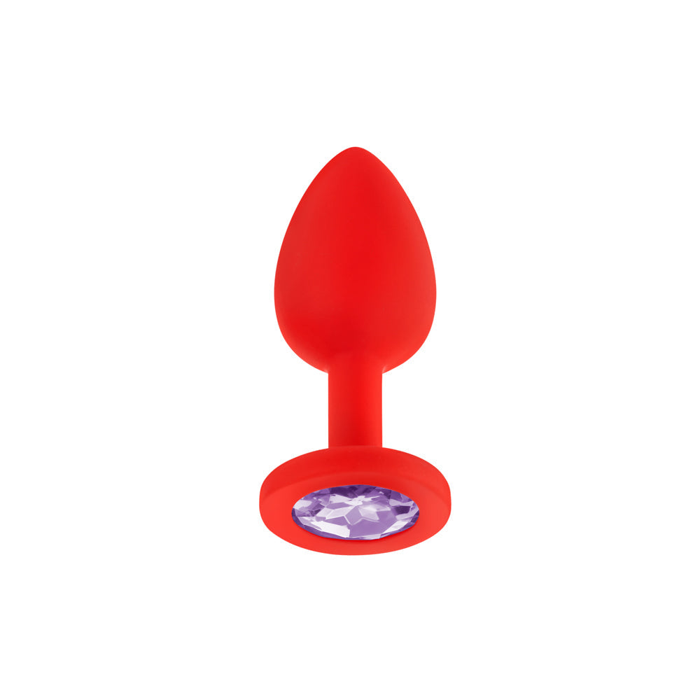 LUV INC. - JP31 JEWELED SMALL PLUG SILICONE WITH 3-PIECE INTERCHANGEABLE GEMS RED