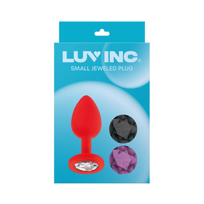 LUV INC. - JP31 JEWELED SMALL PLUG SILICONE WITH 3-PIECE INTERCHANGEABLE GEMS RED