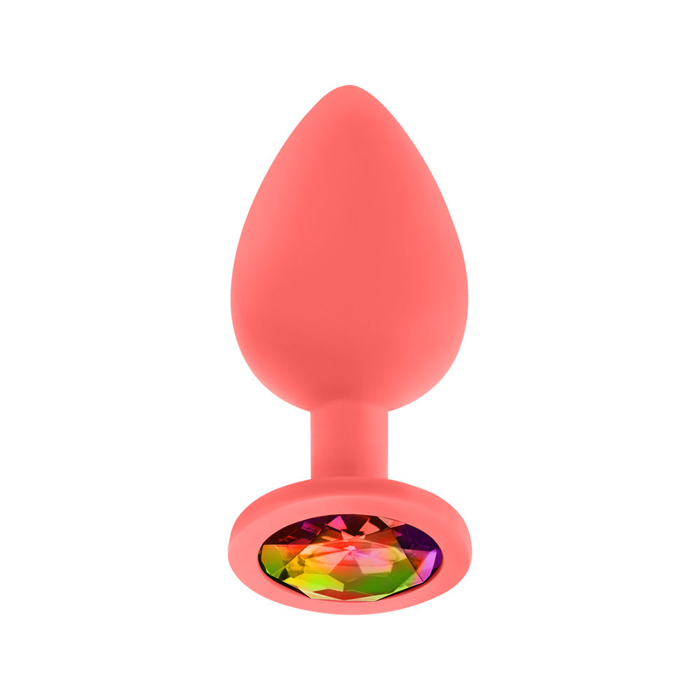LUV INC. - JP33 JEWELED LARGE PLUG SILICONE WITH 3-PIECE INTERCHANGEABLE GEMS CORAL