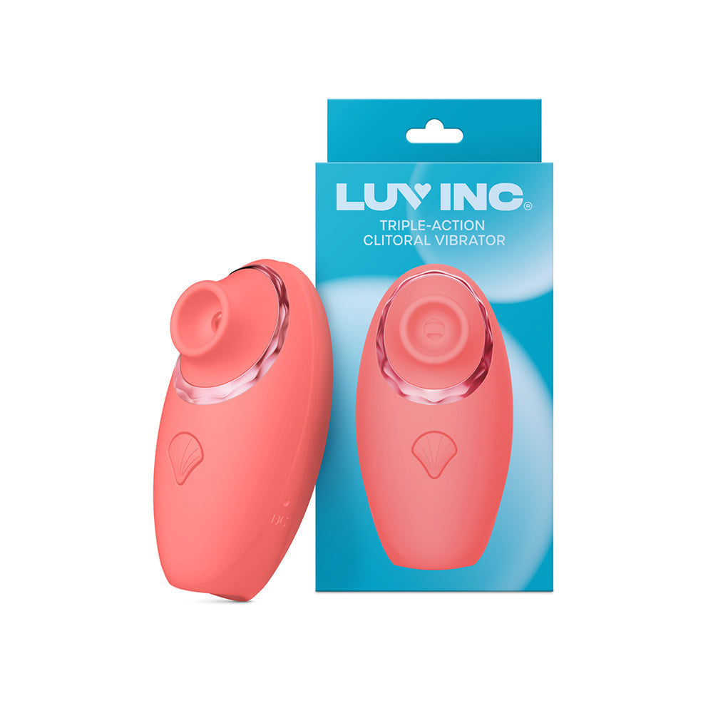 LUV INC. - TV11 TRIPLE-ACTION CLITORAL VIBRATOR RECHARGEABLE SILICONE 3-IN-1 STIMULATOR CORAL