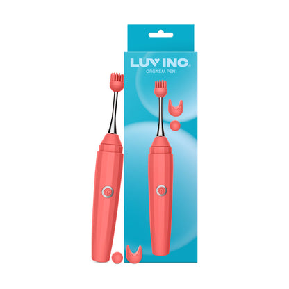 LUV INC. - OP10 ORGASM PEN RECHARGEABLE PINPOINT VIBRATOR WITH 3 ATTACHMENTS CORAL