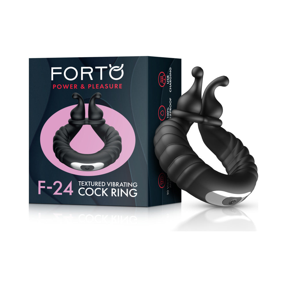 FORTO - F 24 RECHARGEABLE SILICONE TEXTURED VIBRATING COCK RING