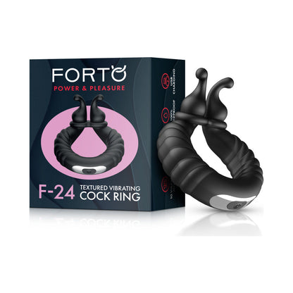FORTO - F 24 RECHARGEABLE SILICONE TEXTURED VIBRATING COCK RING