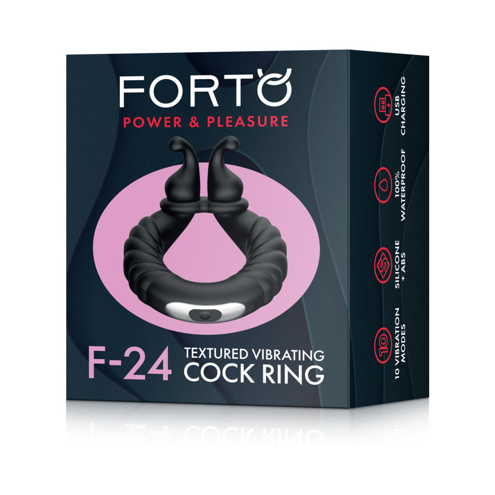 FORTO - F 24 RECHARGEABLE SILICONE TEXTURED VIBRATING COCK RING