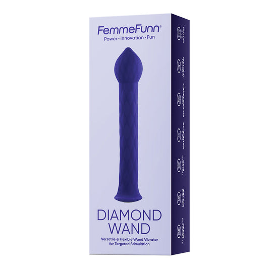 FEMMEFUNN - VIBRADOR DIAMOND WAND RECARREGÁVEL FLEXÍVEL EM SILICONE TEXTURIZADO ROXO ESCURO