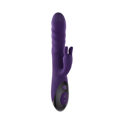 EVOLVED - RASCALLY RABBIT RECHARGEABLE THRUSTING SWIRLING SILICONE VIBRATOR PURPLE