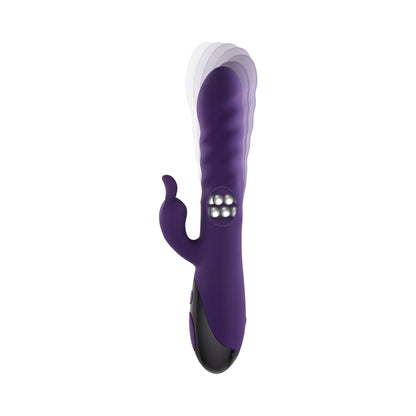 EVOLVED - RASCALLY RABBIT RECHARGEABLE THRUSTING SWIRLING SILICONE VIBRATOR PURPLE