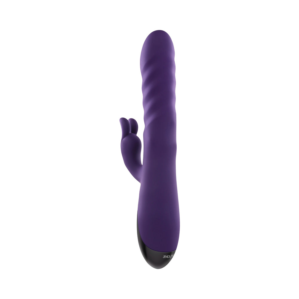 EVOLVED - RASCALLY RABBIT RECHARGEABLE THRUSTING SWIRLING SILICONE VIBRATOR PURPLE