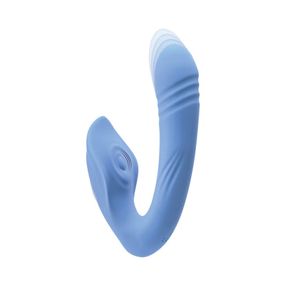 EVOLVED - TAP & THRUST RECHARGEABLE THRUSTING PULSING SILICONE DUAL STIMULATOR BLUE