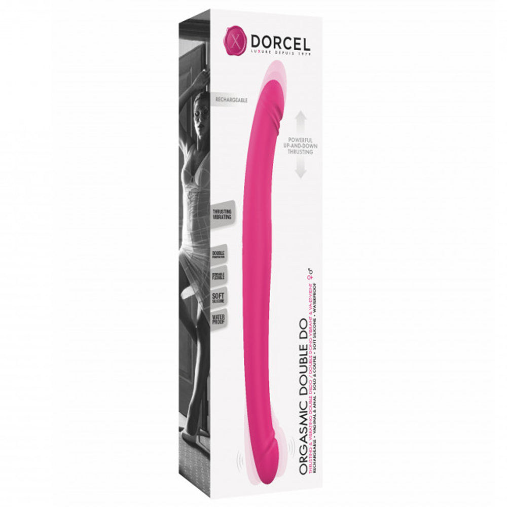 LOVELY PLANET - DORCEL ORGASMIC DOUBLE DO DILDO DUPLO RECARREGÁVEL COM VIBRAÇÃO E MOVIMENTO DE PISTÃO COR-DE-ROSA