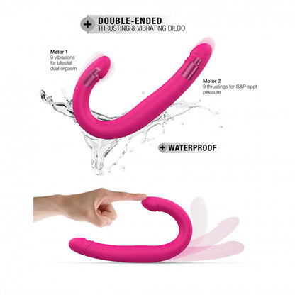 LOVELY PLANET - DORCEL ORGASMIC DOUBLE DO DILDO DUPLO RECARREGÁVEL COM VIBRAÇÃO E MOVIMENTO DE PISTÃO COR-DE-ROSA