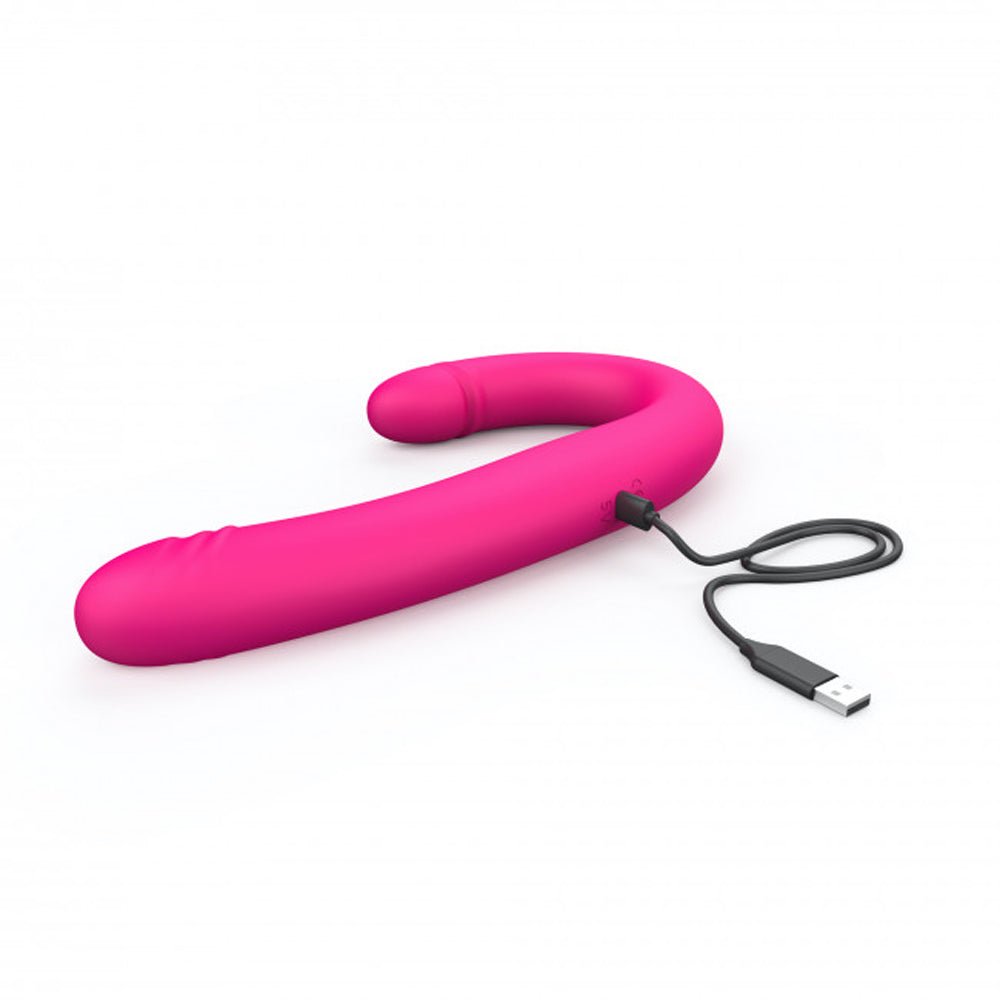 LOVELY PLANET - DORCEL ORGASMIC DOUBLE DO DILDO DUPLO RECARREGÁVEL COM VIBRAÇÃO E MOVIMENTO DE PISTÃO COR-DE-ROSA