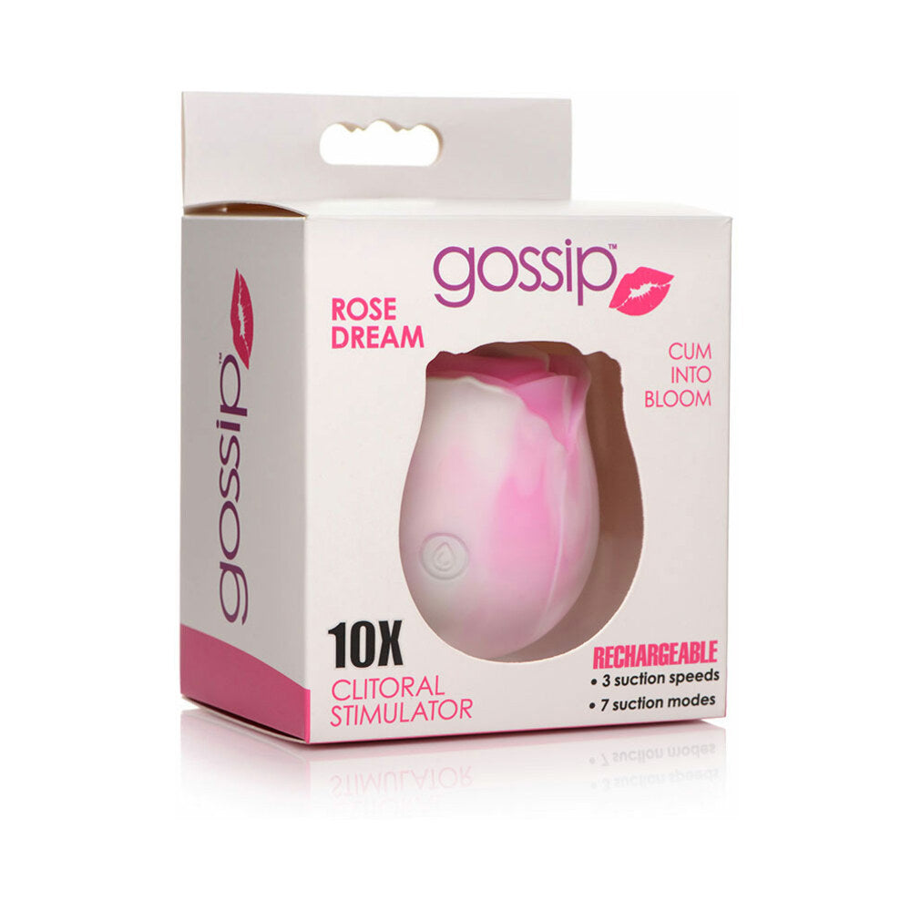 CURVE NOVELTIES - CURVE TOYS GOSSIP CUM INTO BLOOM RECHARGEABLE SILICONE CLITORAL STIMULATOR ROSE DREAM SWIRL