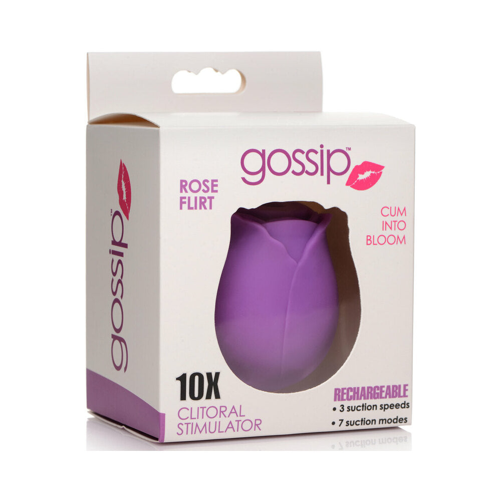 CURVE NOVELTIES - CURVE TOYS GOSSIP CUM INTO BLOOM RECHARGEABLE SILICONE CLITORAL STIMULATOR ROSE FLIRT VIOLET