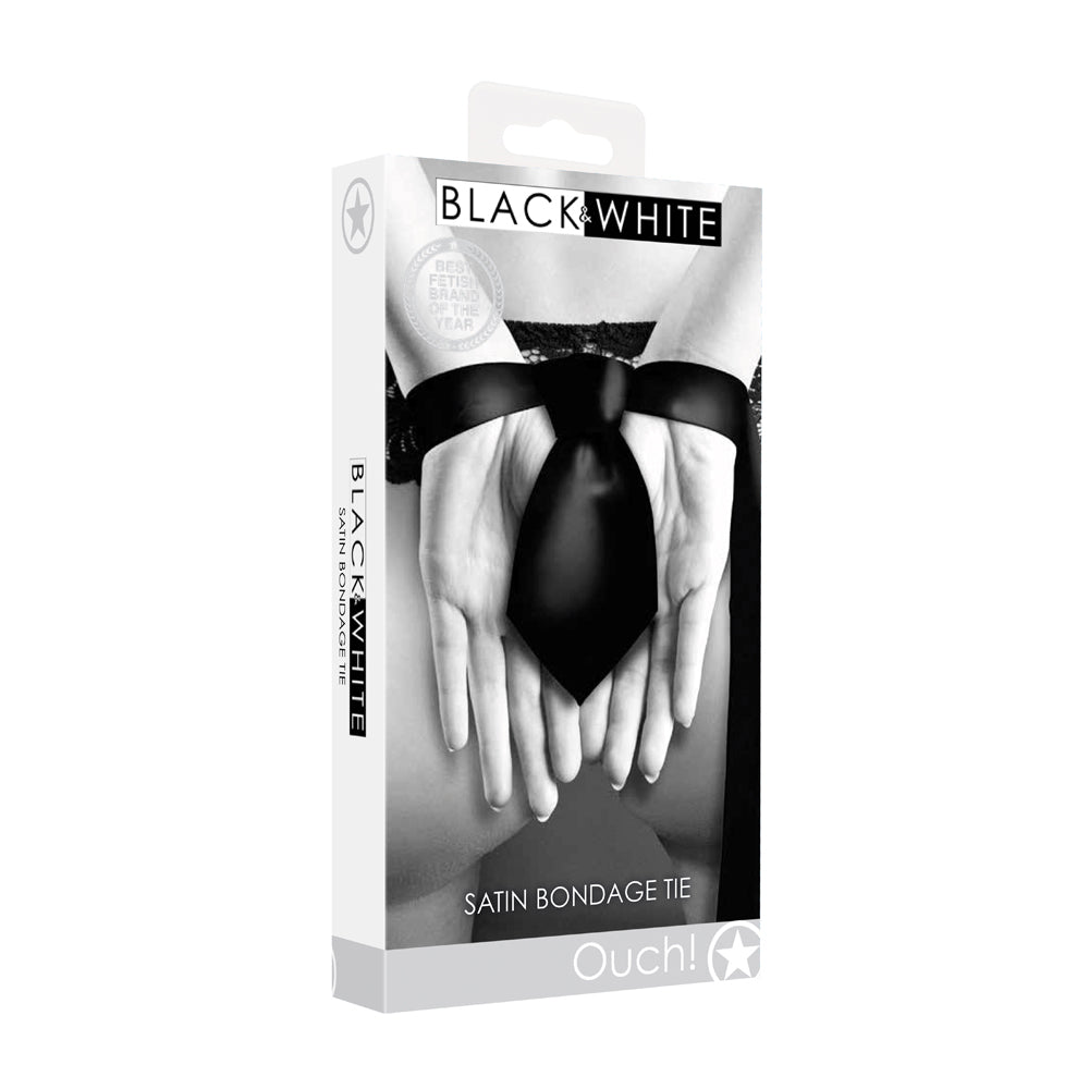 SHOTS - AI! FITA DE BONDAGE EM CETIM PRETO E BRANCO PRETA