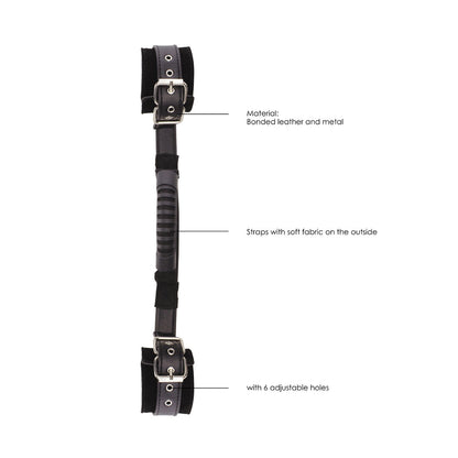 SHOTS - OUCH! BLACK & WHITE ADJUSTABLE BONDED LEATHER WRIST CUFFS WITH HANDLE BLACK