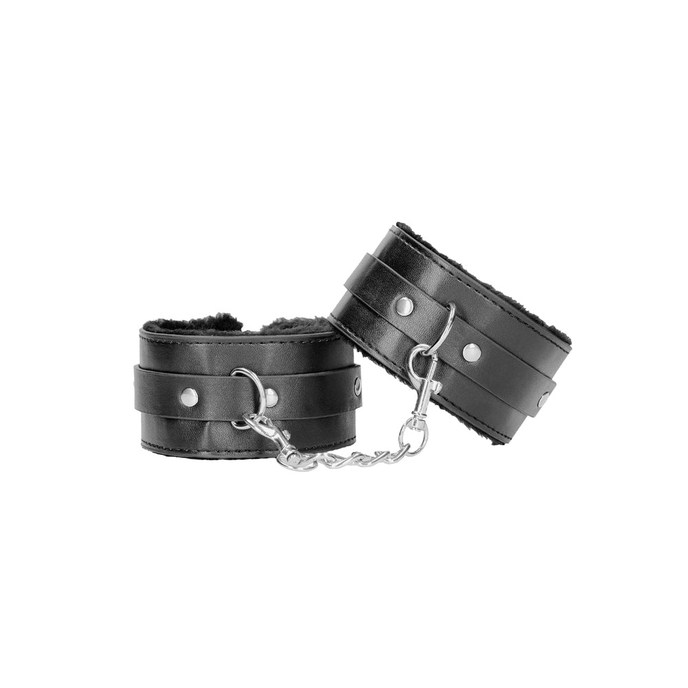 SHOTS - OUCH! BLACK & WHITE – ALGEMAS DE TORNOZELO AJUSTÁVEIS EM PELE SINTÉTICA (BONDED LEATHER) PRETO E BRANCO