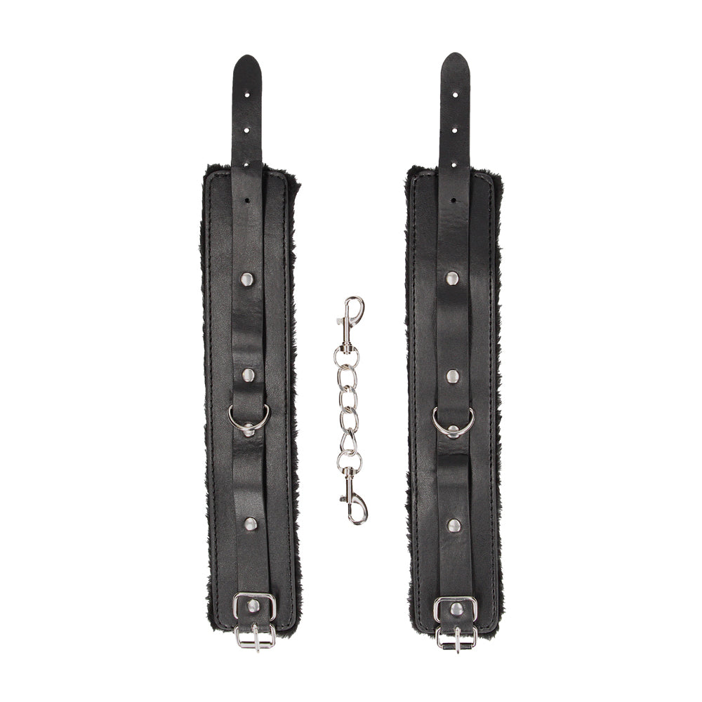 SHOTS - OUCH! BLACK & WHITE – ALGEMAS DE TORNOZELO AJUSTÁVEIS EM PELE SINTÉTICA (BONDED LEATHER) PRETO E BRANCO