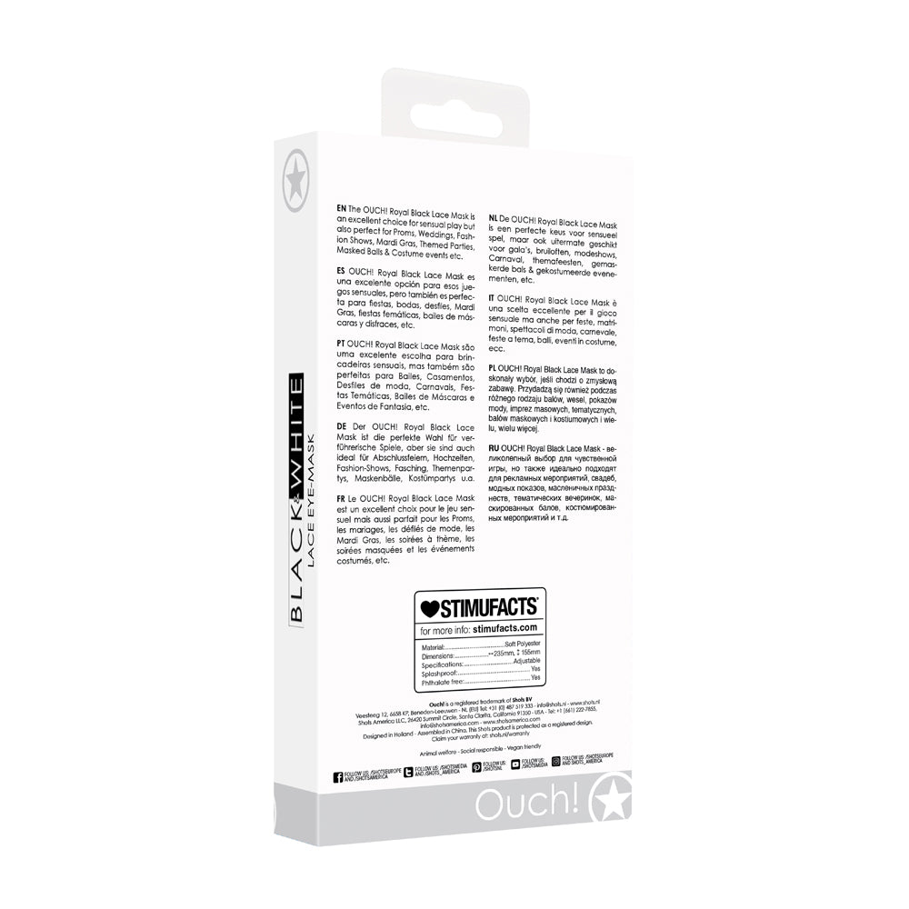 SHOTS - AI! MÁSCARA DE OLHOS ROYAL LACE PRETO E BRANCO