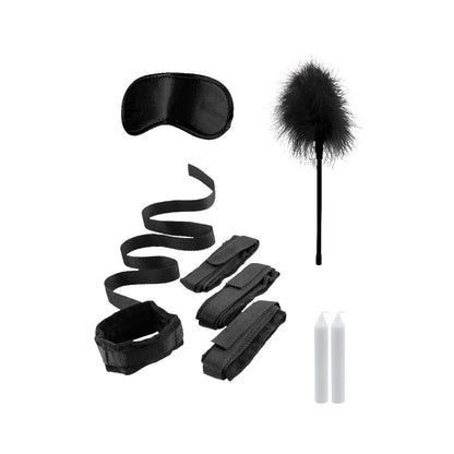 SHOTS - OUCH! BLACK & WHITE BED BINDINGS RESTRAINT KIT BLACK
