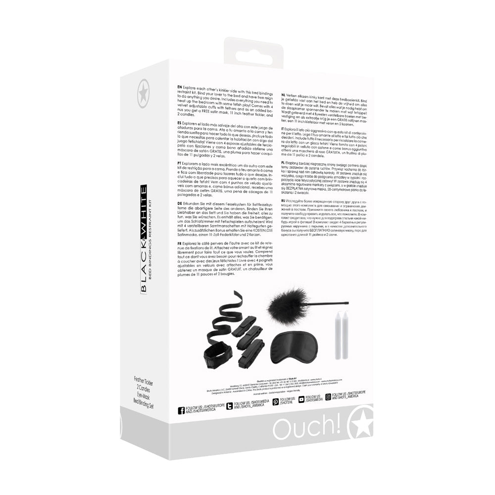 SHOTS - OUCH! BLACK & WHITE BED BINDINGS RESTRAINT KIT BLACK