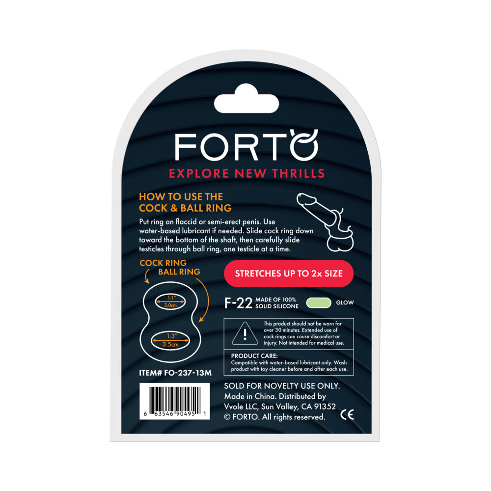 FORTO - F-22 LIQUID SILICONE COCK & BALL D-RING MEDIUM GLOW