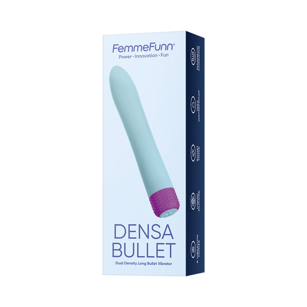FEMMEFUNN - VIBRADOR BULLET RECARREGÁVEL DENSA DE DUPLA DENSIDADE EM SILICONE SLIMLINE AZUL CLARO