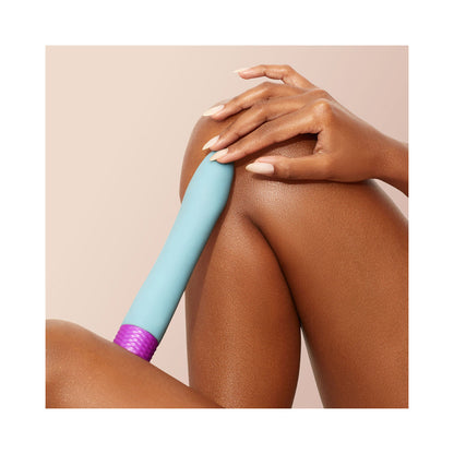 FEMMEFUNN - VIBRADOR BULLET RECARREGÁVEL DENSA DE DUPLA DENSIDADE EM SILICONE SLIMLINE AZUL CLARO