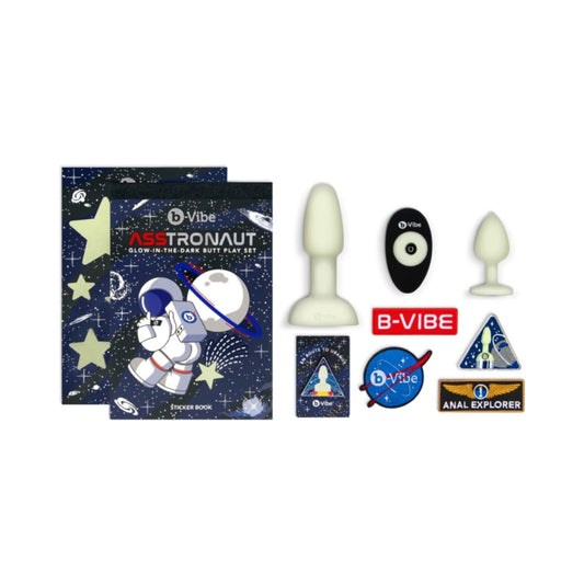 B-VIBE - LIMITED EDITION 10-PIECE ASSTRONAUT GLOW-IN-THE-DARK BUTT PLAY SET