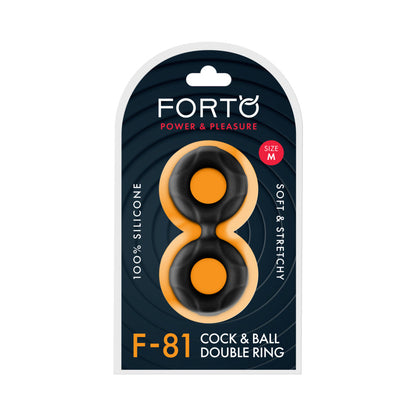 FORTO - F-81 LIQUID SILICONE COCK & BALL DOUBLE RING MEDIUM BLACK
