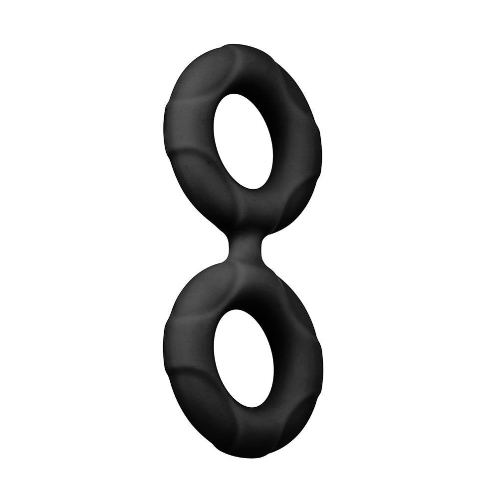 FORTO - F-81 LIQUID SILICONE COCK & BALL DOUBLE RING MEDIUM BLACK