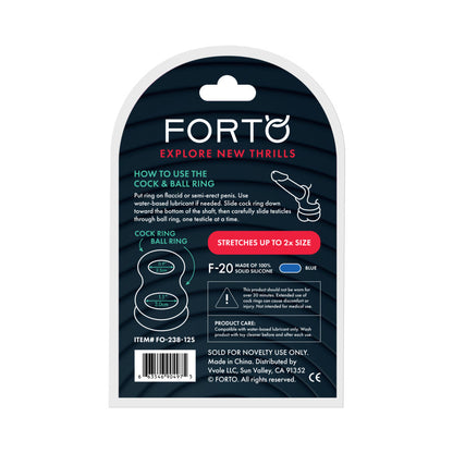 FORTO - F-20 LIQUID SILICONE COCKRING & BALL STRETCHER SMALL BLUE