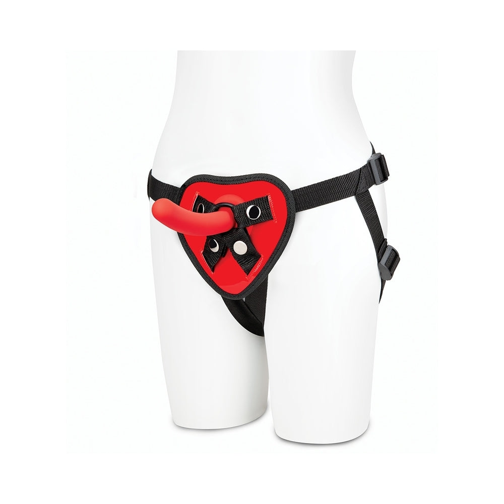 ELECTRIC EEL - LUX FETISH RED HEART STRAP-ON HARNESS & 5 IN. DILDO SET