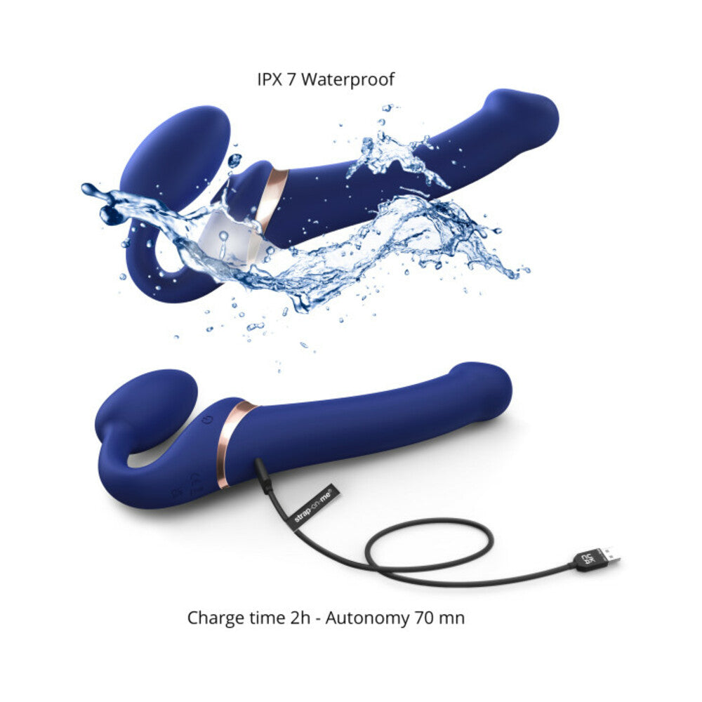 LOVELY PLANET - STRAP-ON-ME MULTI ORGASM BENDABLE STRAPLESS STRAP-ON NIGHT BLUE MEDIUM