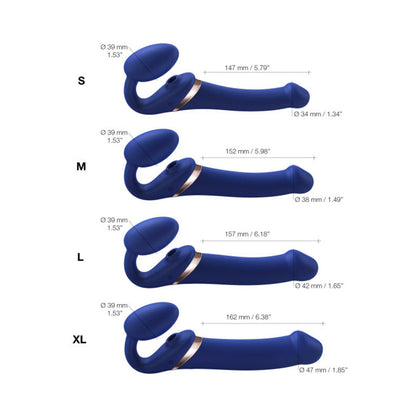 LOVELY PLANET - STRAP-ON-ME MULTI ORGASM BENDABLE STRAPLESS STRAP-ON NIGHT BLUE MEDIUM