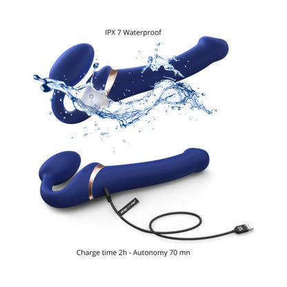 LOVELY PLANET - STRAP-ON-ME MULTI ORGASM BENDABLE STRAPLESS STRAP-ON NIGHT BLUE XLARGE