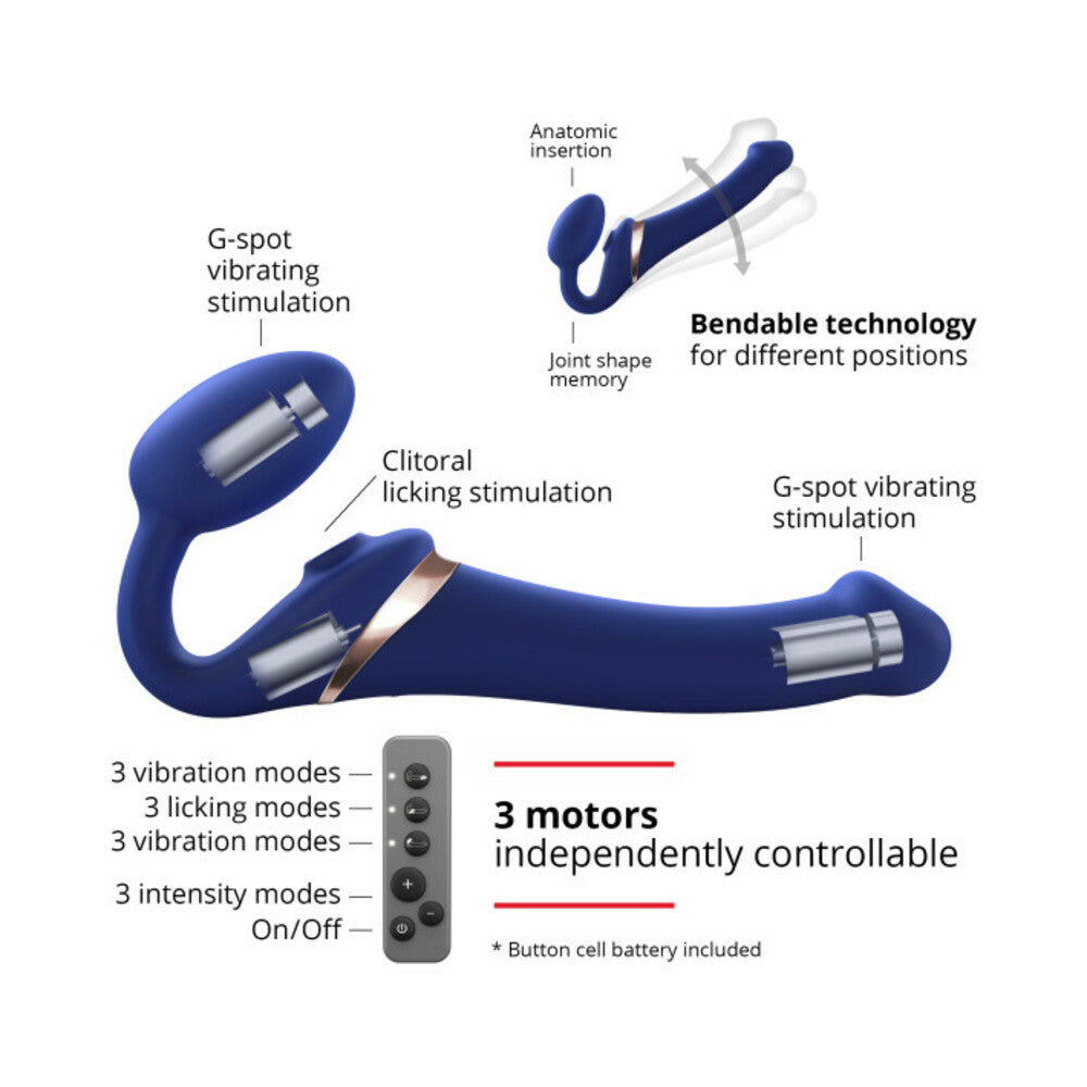 LOVELY PLANET - STRAP-ON-ME MULTI ORGASM BENDABLE STRAPLESS STRAP-ON NIGHT BLUE XLARGE
