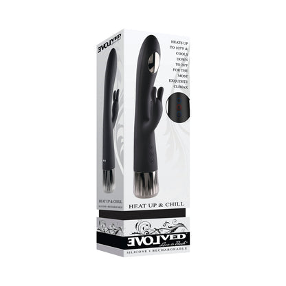 EVOLVED - HEAT UP & CHILL RECHARGEABLE HEATING/COOLING SILICONE RABBIT VIBRATOR BLACK