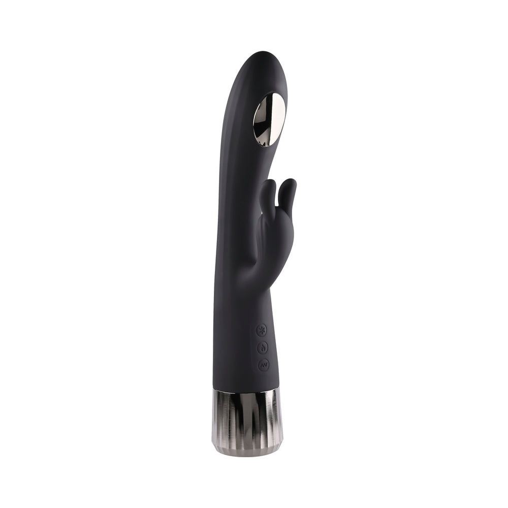 EVOLVED - HEAT UP & CHILL RECHARGEABLE HEATING/COOLING SILICONE RABBIT VIBRATOR BLACK