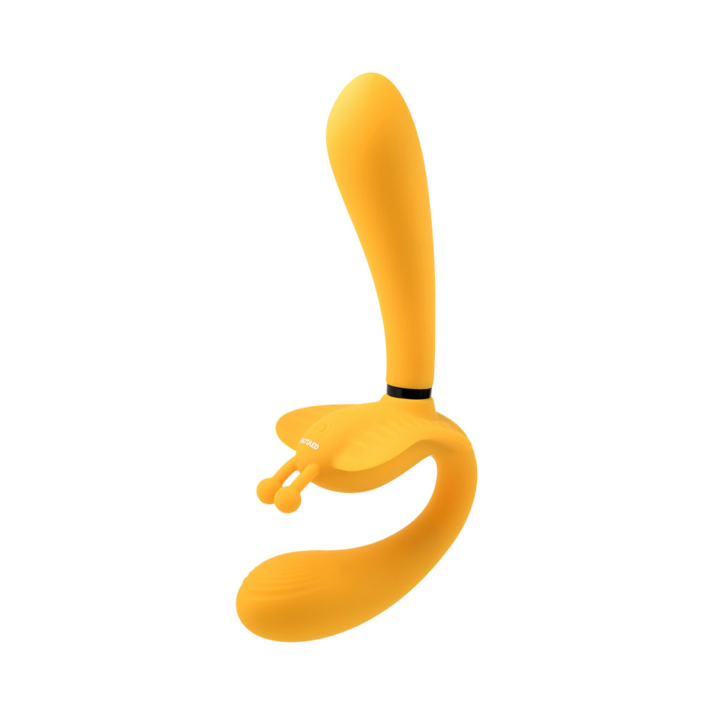 EVOLVED - MONARCH RECHARGEABLE SILICONE MULTIFUNCTION VIBRATING STRAPLESS STRAP-ON YELLOW